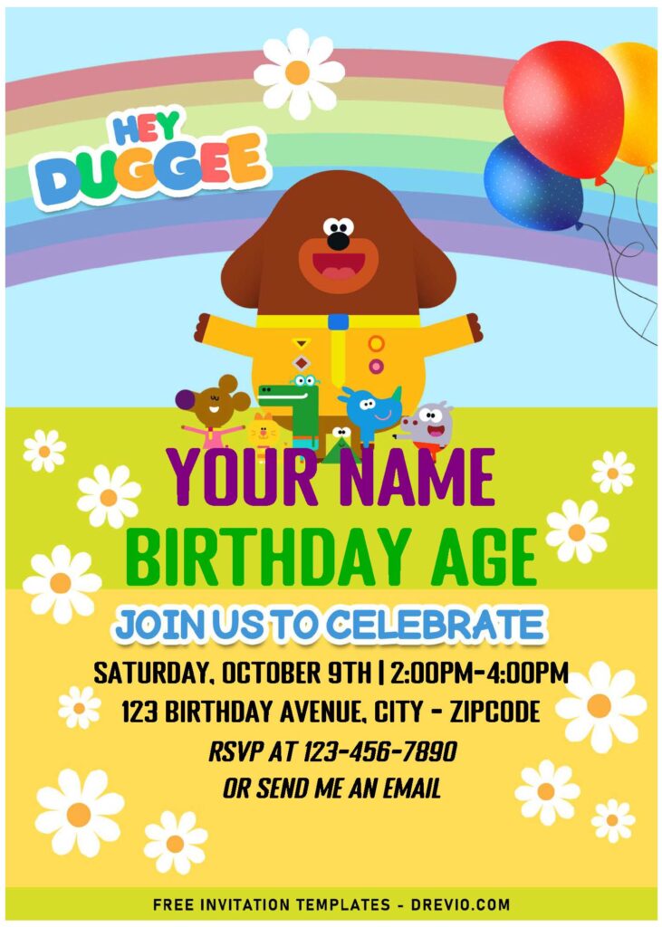 Free Editable PDF Hey Duggee Birthday Invitation Templates 1