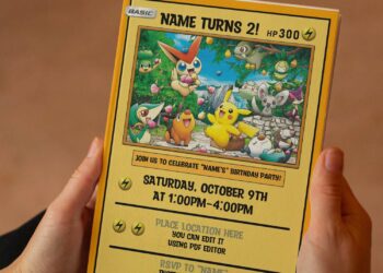 (Free Editable PDF) Cute And Awesome Pokemon Kids Birthday Party Invitation Templates with cute Snorlax