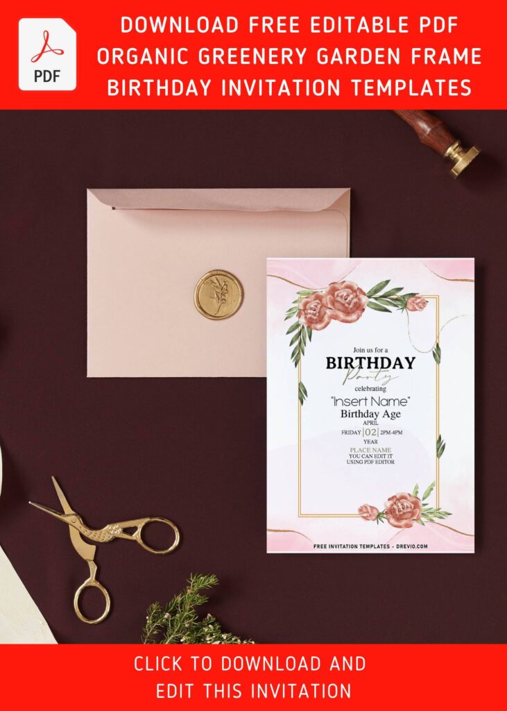 Free Editable PDF Lovely Greenery Garden Frame Invitation Templates