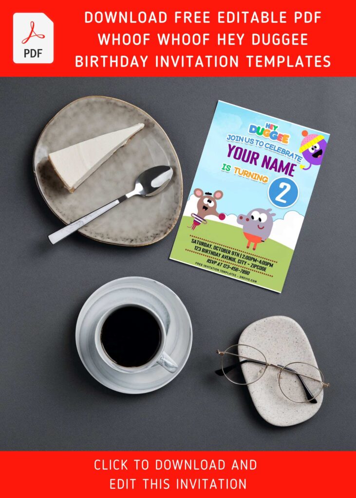 Free Editable PDF Lovely Hey Duggee Birthday Invitation Templates