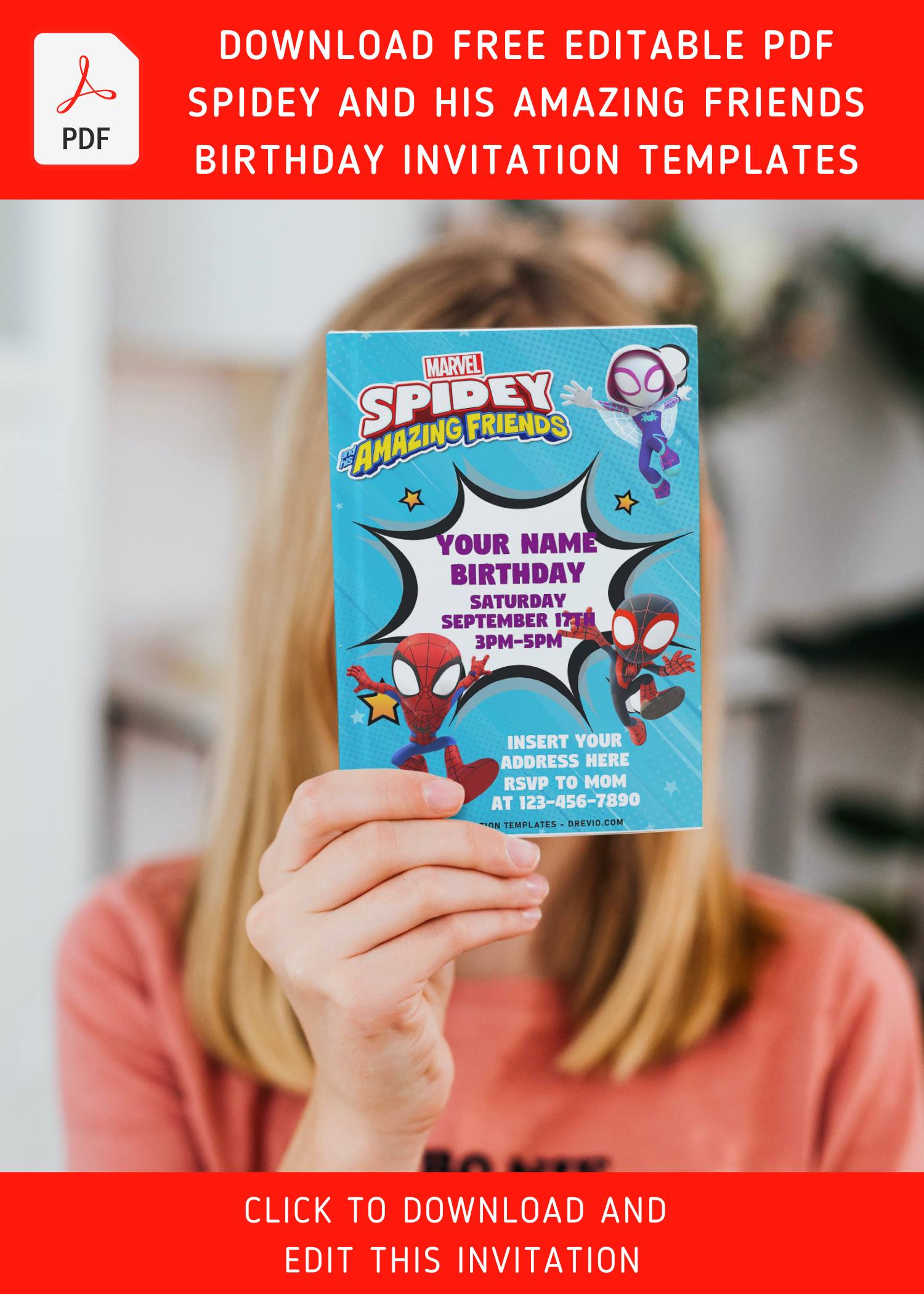 Free Editable PDF Lovely Spidey And His Amazing Friends Birthday Invitation Templates