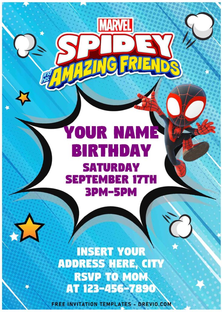 Free Editable PDF Spidey And His Amazing Friends Birthday Invitation Templates