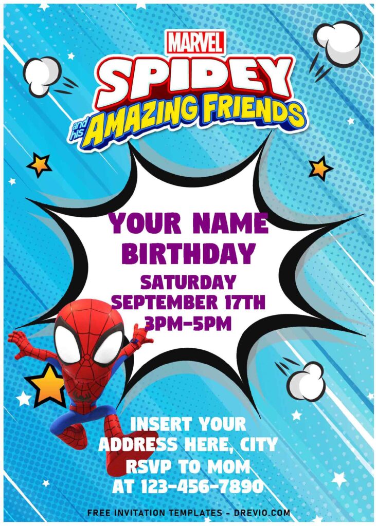 Free Editable PDF Spidey And His Amazing Friends Birthday Invitation Templates For Boys