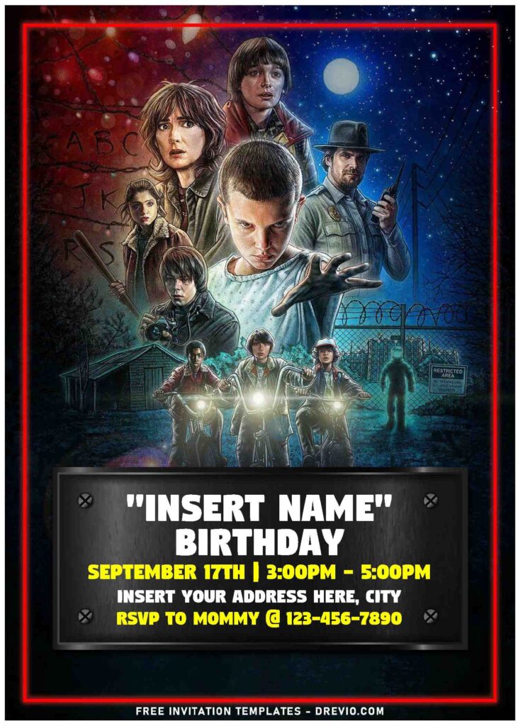 Free Editable PDF Stranger Things Birthday Invitation Templates For Boys A