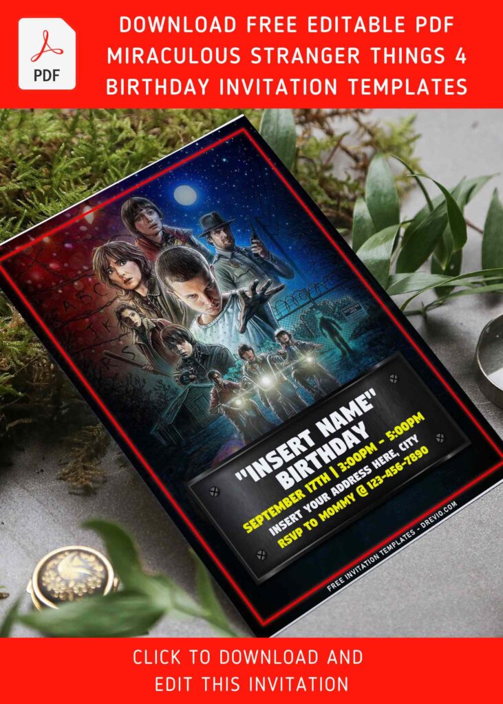 Free Editable PDF Stranger Things Birthday Invitation Templates For Girls A
