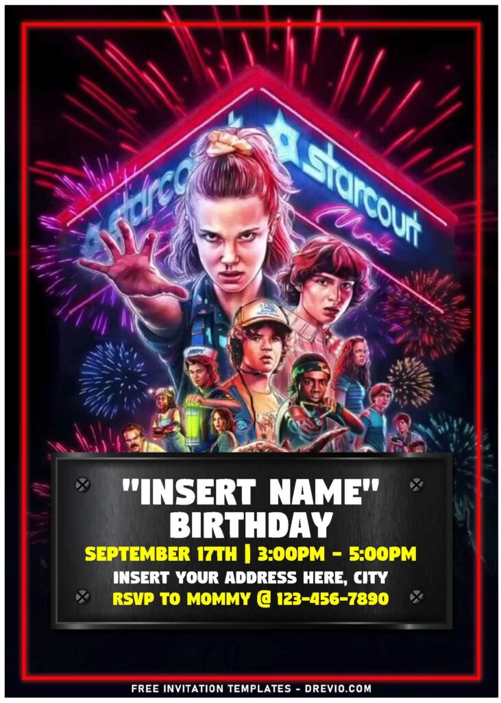 Free Editable PDF Stranger Things Kids Birthday Invitation Templates A