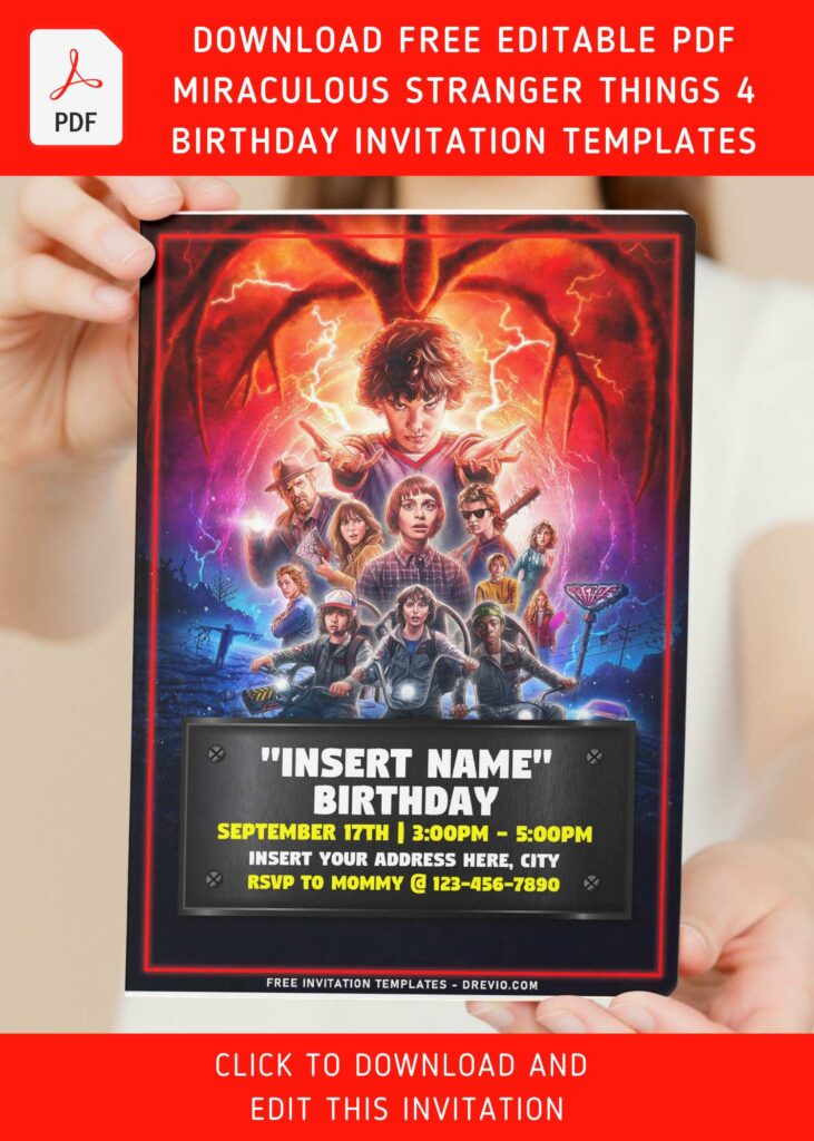 Free Editable PDF Stranger Things Slumber Birthday Invitation Templates A