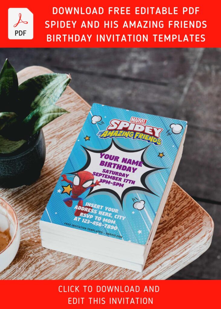 Free Editable PDF Superhero Spidey And His Amazing Friends Birthday Invitation Templates