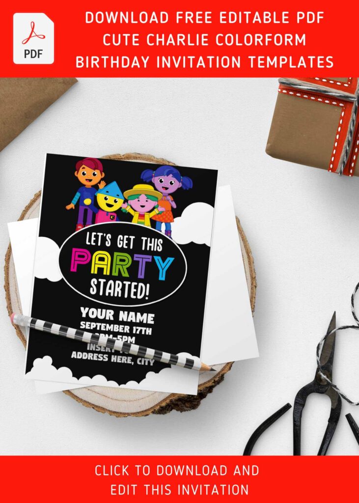 (Free Editable PDF) Charlie Colorform In Outer Space Birthday Invitation Templates with Charlie Papa