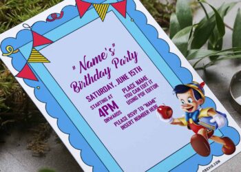 (Free Editable PDF) Cheerful Pinocchio Birthday Invitation Templates