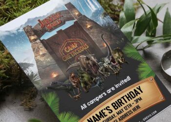 (Free Editable PDF) Spectacular Jurassic World Dinosaur Birthday Invitation Templates