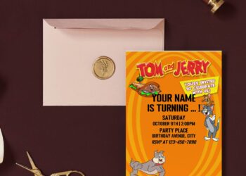 Free Editable PDF Adorable Cartoon Tom Jerry Birthday Invitation Templates