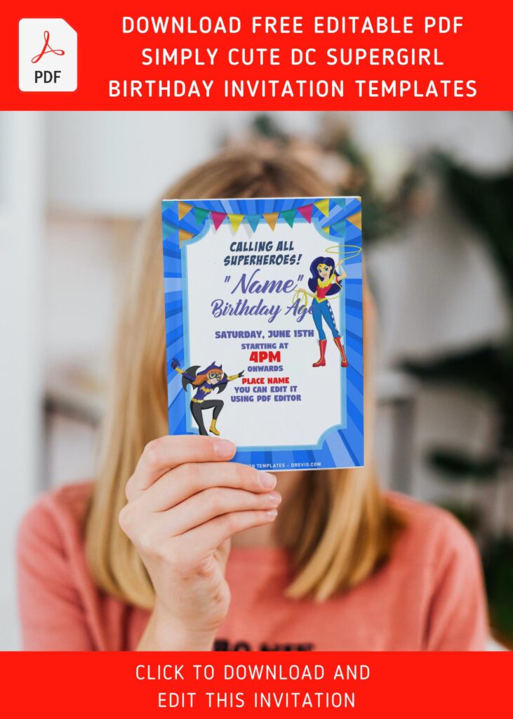 Free Editable PDF Awesome DC League Superhero Girls Birthday Invitation Templates