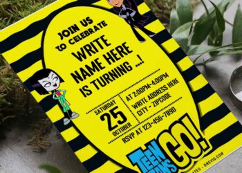 (Free Editable PDF) Holiday Story Teen Titans GO Birthday Invitation Templates