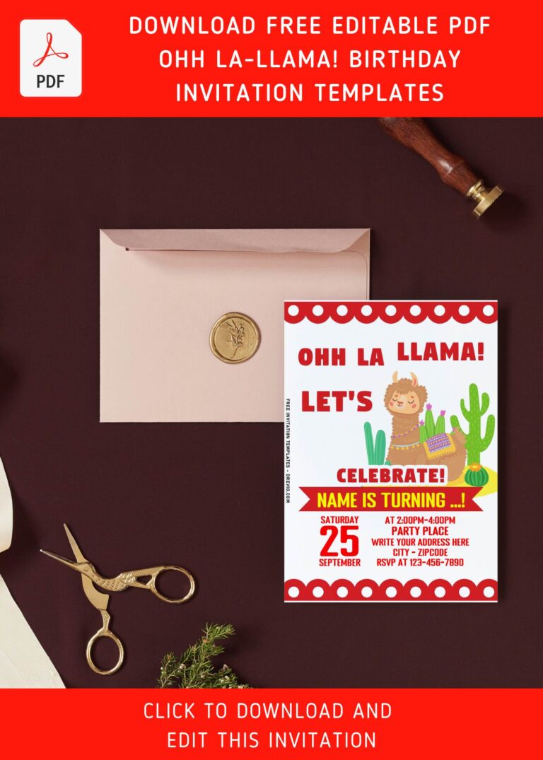 (Free Editable PDF) Oh Lla-Llama!!! Llama Themed Birthday Invitation Templates