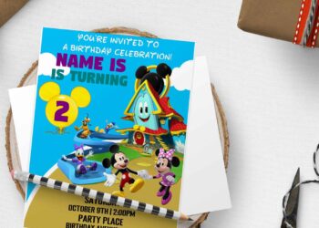 (Free Editable PDF) Ultimate Mickey Mouse Funhouse Birthday Invitation Templates with cute mickey ears