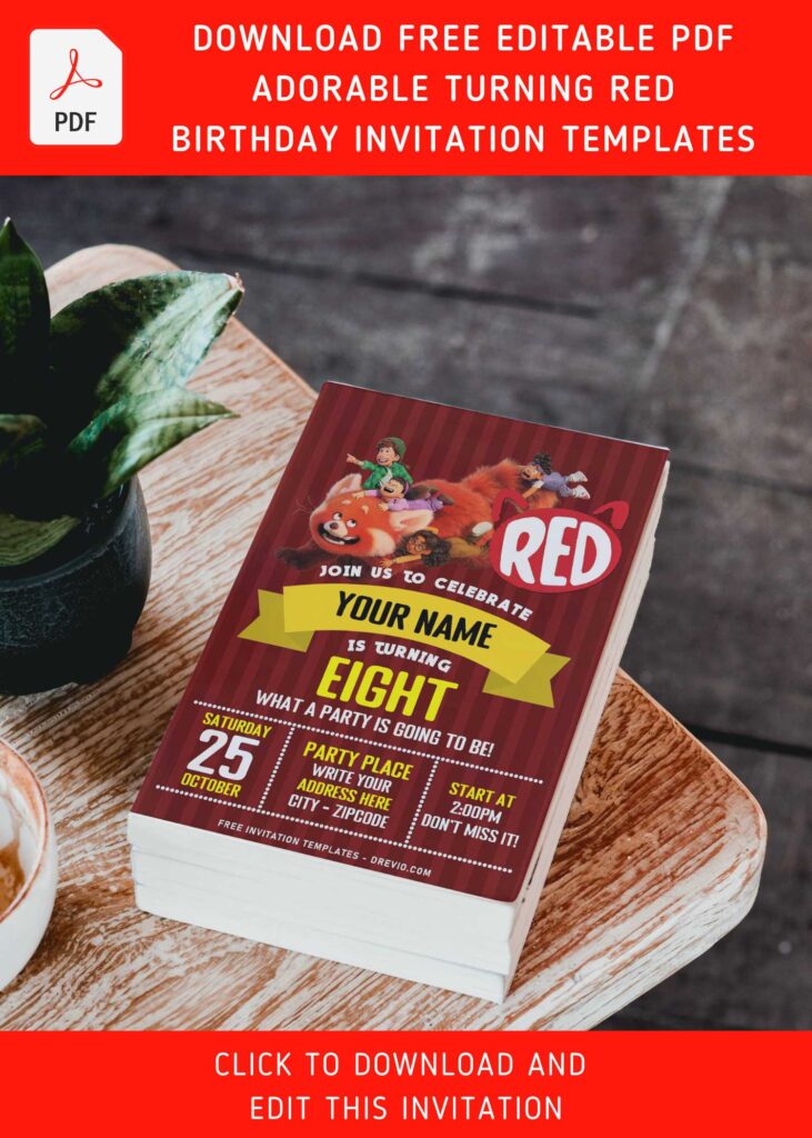 Free Editable PDF Colorful Turning Red Birthday Invitation Templates