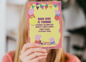 Free Editable PDF Cute Cartoon Peppa Pig Birthday Invitation Templates