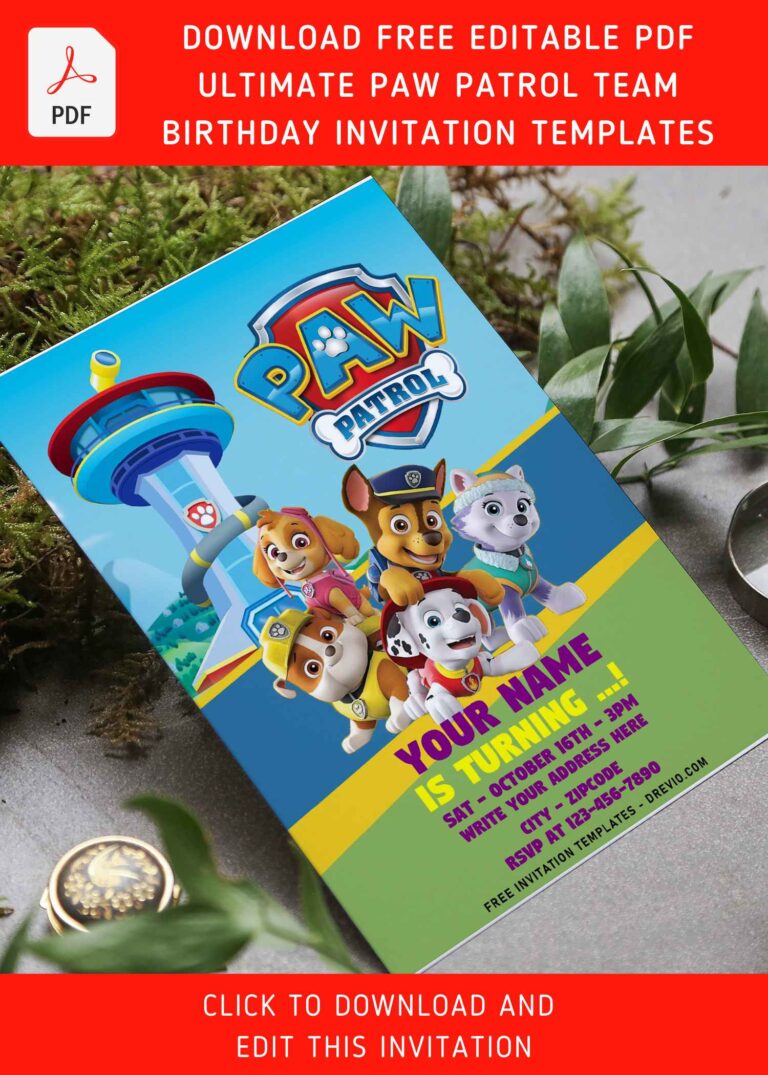 (Free Editable PDF) Ultimate PAW Patrol Team Birthday Invitation Templates