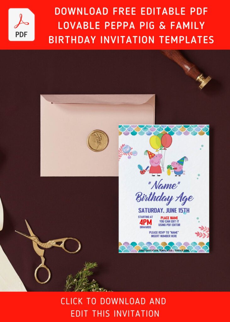 Free Editable PDF Lovable Peppa Pig Family Birthday Invitation Templates