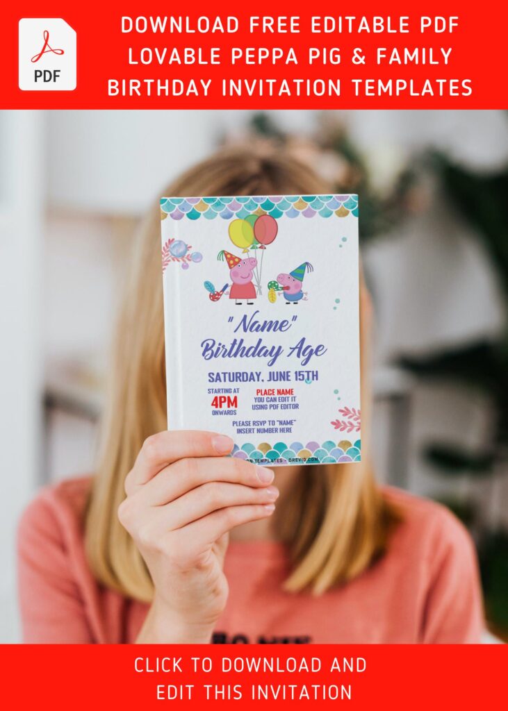 Free Editable PDF Lovely Peppa Pig Family Birthday Invitation Templates