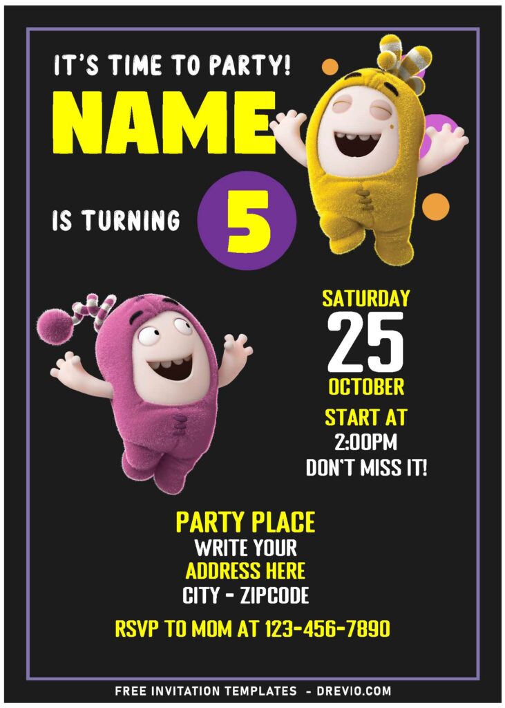 Free Editable PDF Oddbods Birthday Invitation Templates For All Ages
