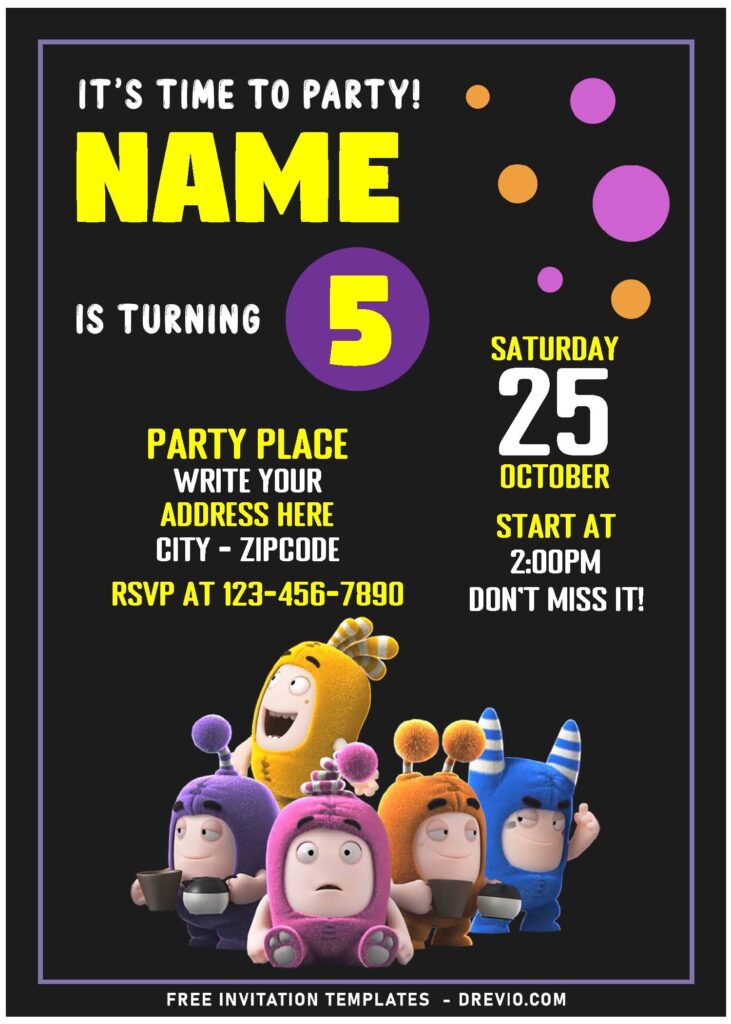 Free Editable PDF Oddbods Birthday Invitation Templates For Boys