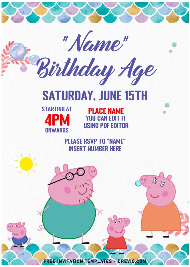 Free Editable PDF Peppa Pig Family Birthday Invitation Templates