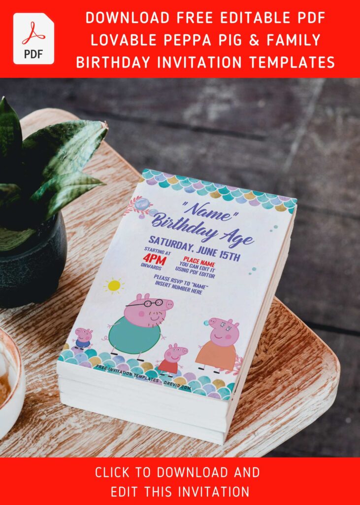 Free Editable PDF Playful Peppa Pig Family Birthday Invitation Templates