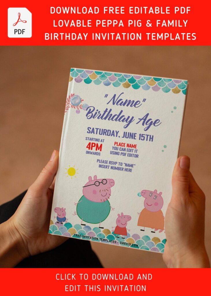 Free Editable PDF Sweet Peppa Pig Family Birthday Invitation Templates