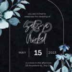 (Free) 11+ Blue Floral Arrangement Grain Textured Canva Wedding Invitation Templates