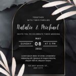 (Free) 8+ Marble Watercolor Black Gold Line Frame Canva Wedding Invitation Templates