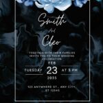 (Free) 11+ Blue Fluid Watercolor Floral Canva Wedding Invitation Templates