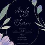 (Free) 9+ Purple Watercolor Floral Simple Background Canva Wedding Invitation Templates