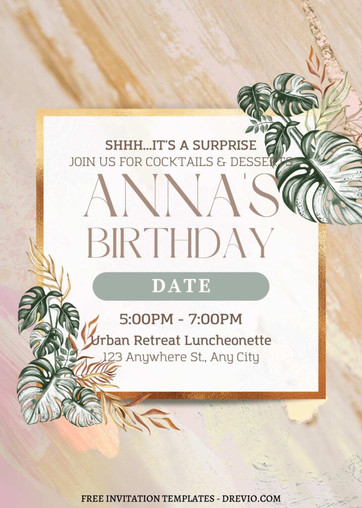 11 Hand Drawn Rustic Marble Floral Invitation Templates