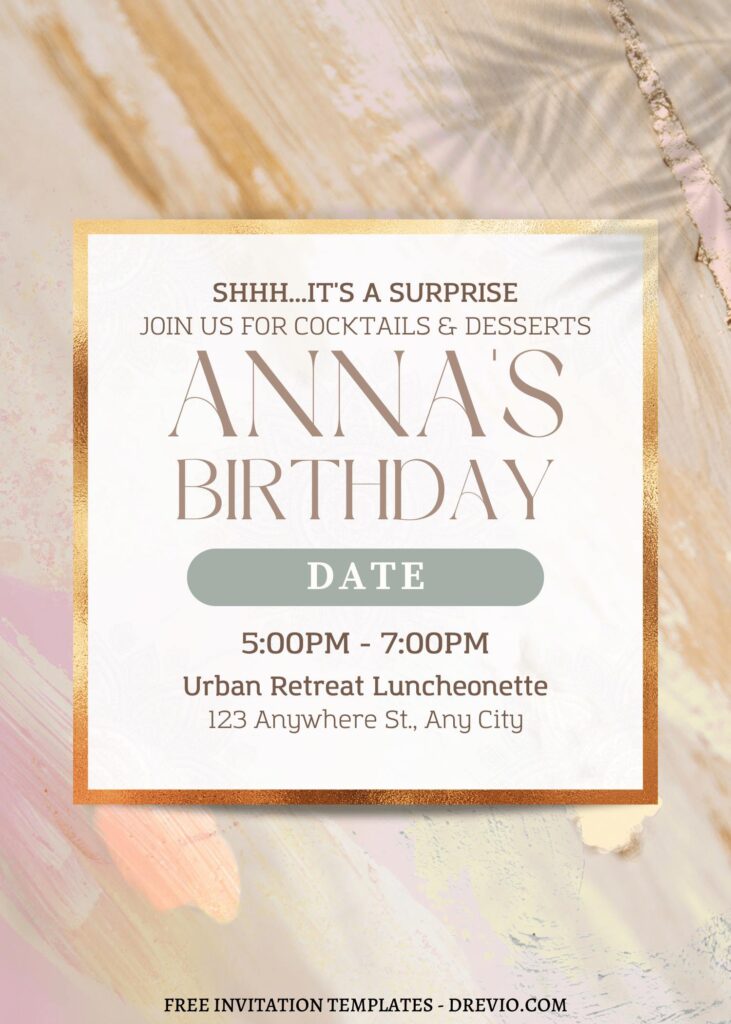 11 Rustic Marble Floral Birthday Invitation Templates 2