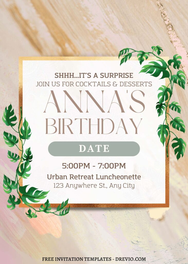 11 Rustic Marble Floral Boho Invitation Templates