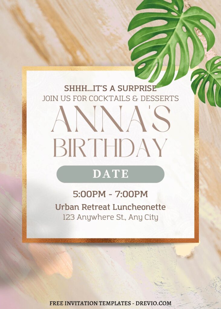 11 Rustic Marble Floral Summer Party Invitation Templates 1