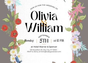 (Free) 11+ Cascading Spring Flower Canva Wedding Invitation Templates