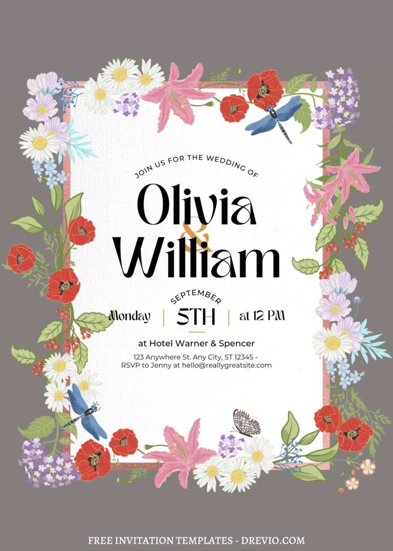 (Free) 11+ Cascading Spring Flower Canva Wedding Invitation Templates