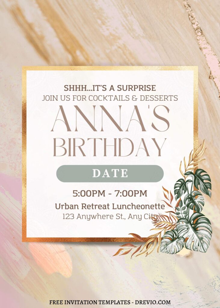 11 Watercolor Rustic Marble Floral Invitation Templates 1