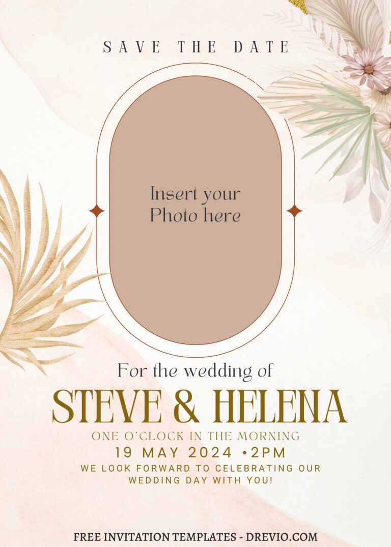 8+ Earth Tone Floral Invitation Templates with Boho dried pampas