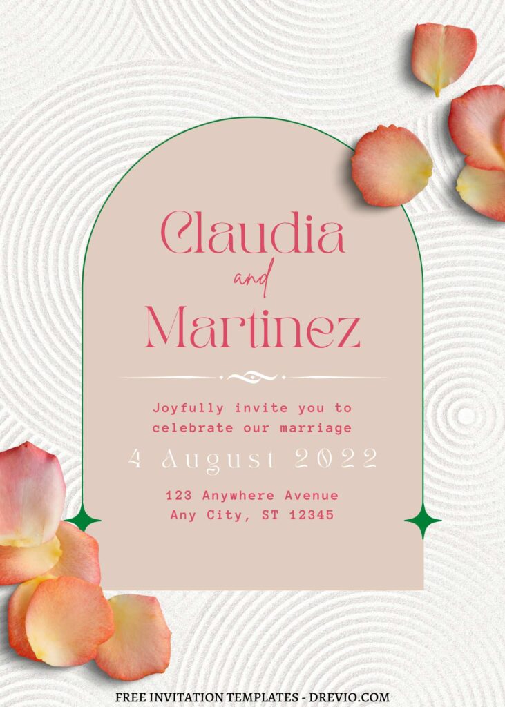 FREE EDITABLE - 9+ Stone Wall Petals Canva Wedding Invitation Templates with editable text
