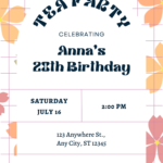 FREE PRINTABLE – Checkerboard Floral Canva Party Invitation Templates
