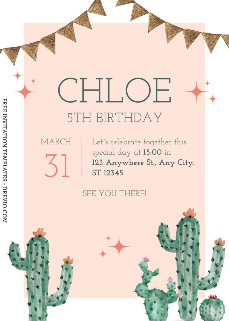 (Free) 7+ Cutesy Cactus Canva Birthday Invitation Templates