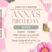(Free) 7+ Artsy Checker Wash Floral Canva Birthday Invitation Templates with gorgeous anemone