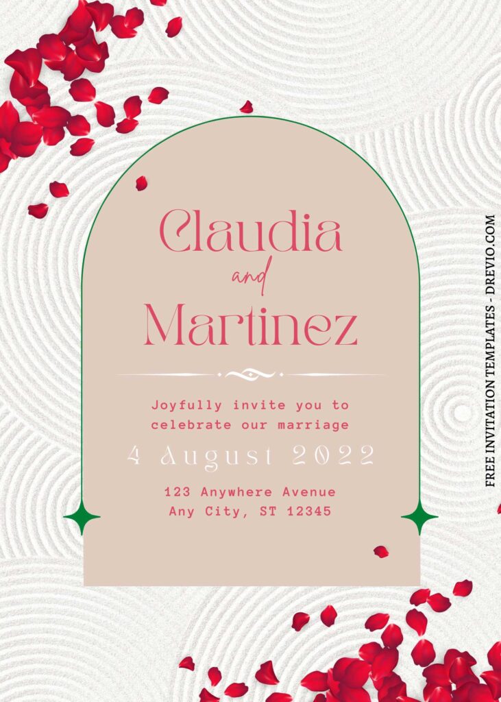FREE EDITABLE - 9+ Stone Wall Petals Canva Wedding Invitation Templates with elegant typefaces