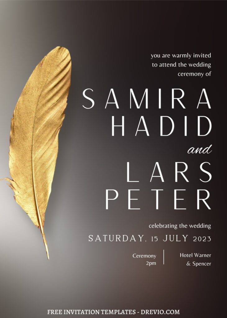8 Classy Gradient Gold Leaves Canva Invitation Templates
