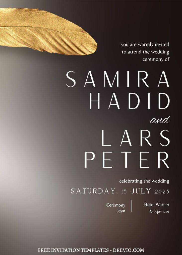 8 Classy Gradient Gold Leaves Canva Wedding Invitation Templates