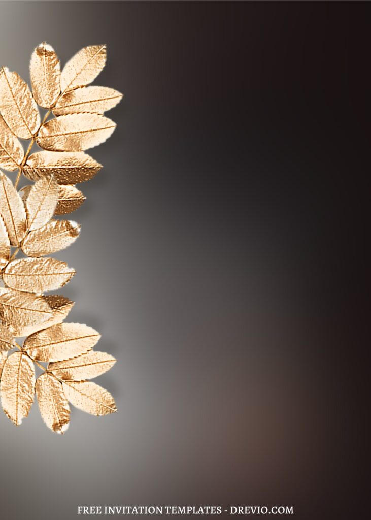 8 Magnificent Gradient Gold Leaves Canva Invitation Templates